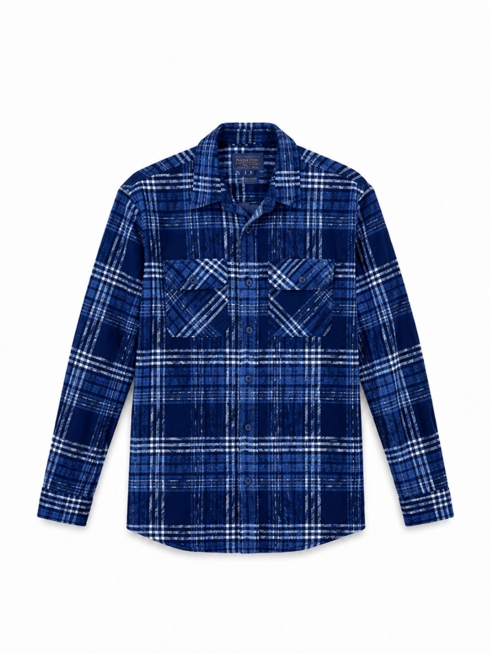 Zara Men’s Blue/White Plaid Flannel Shirt With Interwoven Design Size Large EUC!